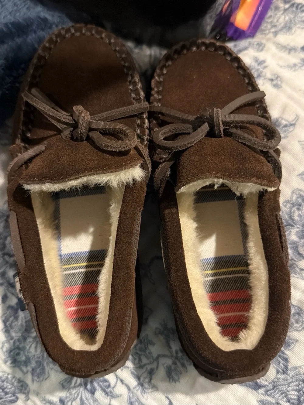 Vineyard Vines Kids Brown Faux-Fur Lined Slippers